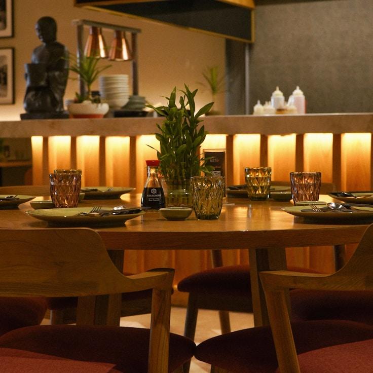 Restaurant interior with private family seating